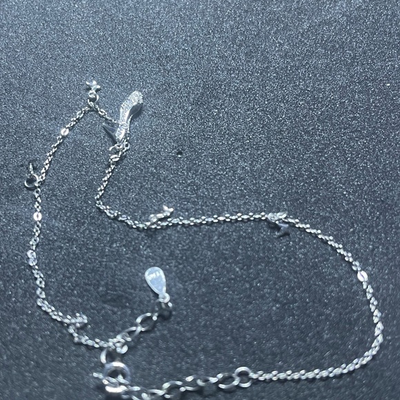 Dainty Sterling Silver S925 High Heel Shoe with Butterflies Anklet - One Size - Picture 5 of 8